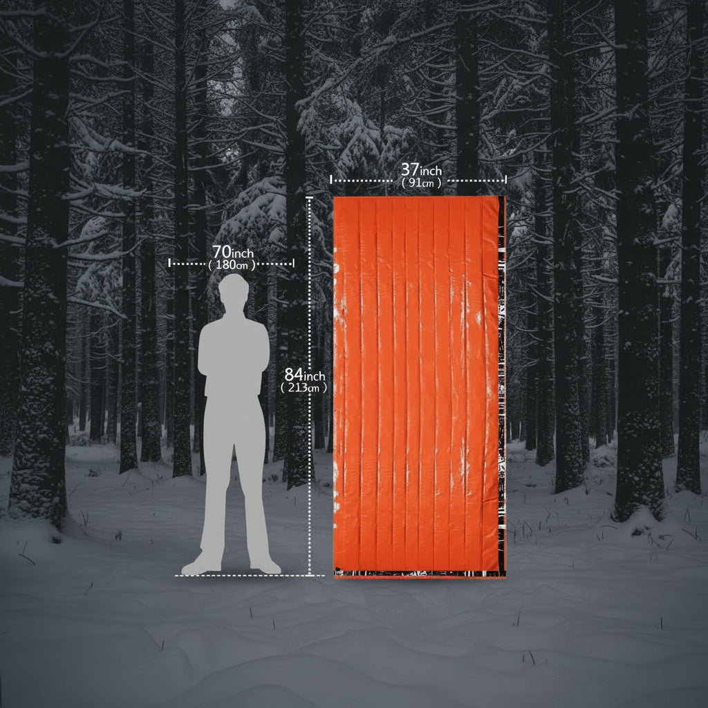 a size comparision of the emergency bivy thermal blanket by treknest.